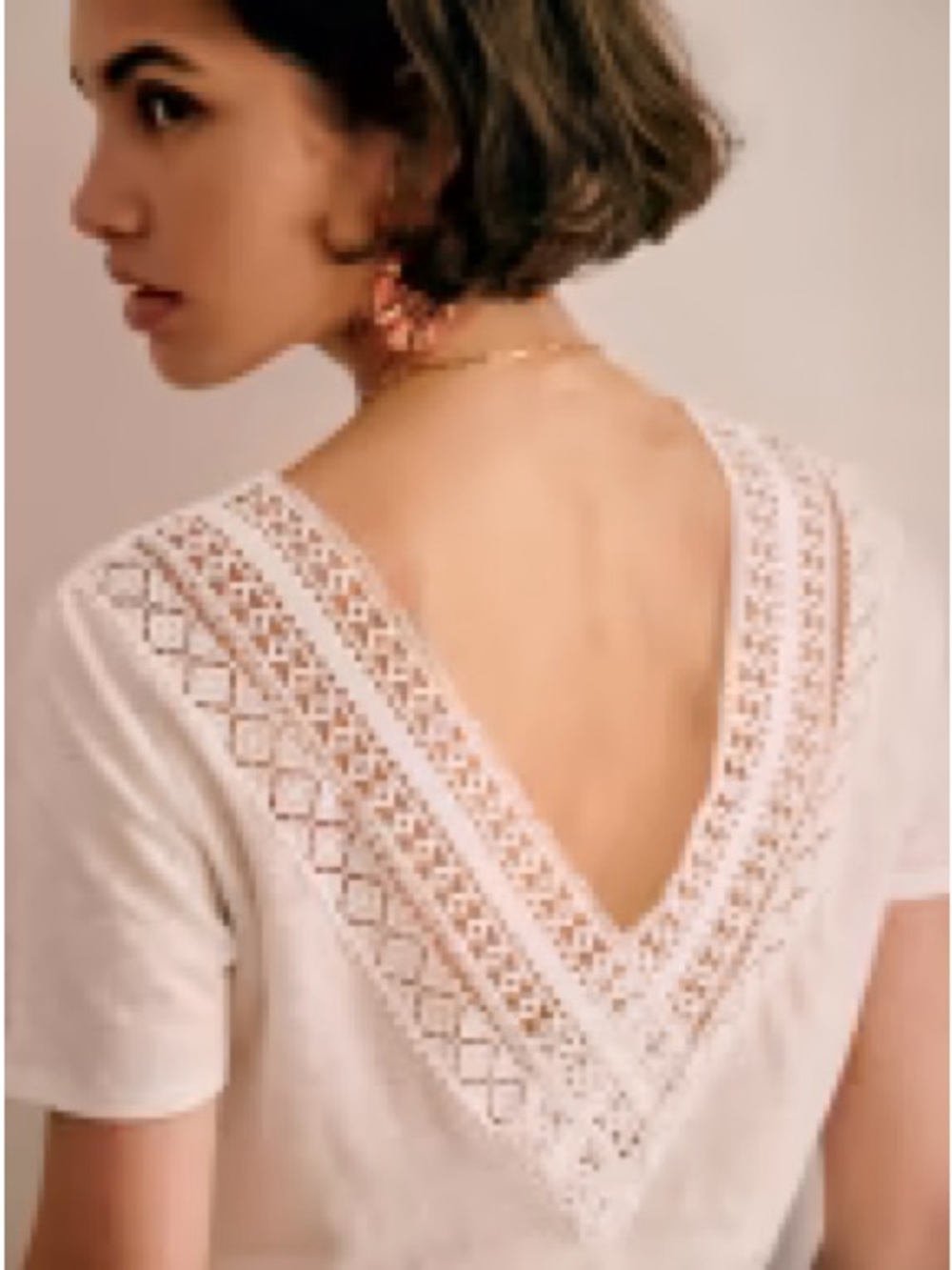 Sezane Ambre T-Shirt in Écru - S